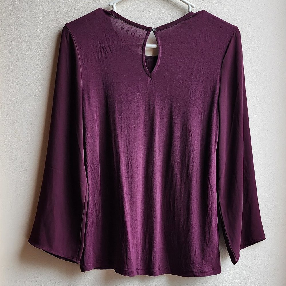 LOFT Deep Purple Lace Front Blouse Size XS Petite - Picture 14 of 15